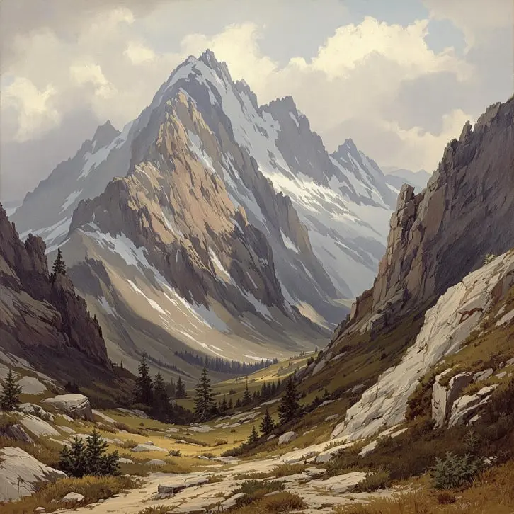 Envisage: Painting of a mountain landscape